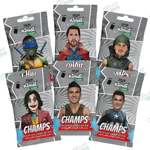 بسته کیمدی فوتبال 2026 Champs- پک 6 تایی ویژه کلکسیونر های نقره ای